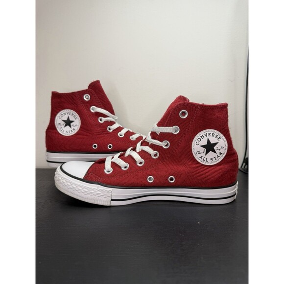 Converse CTAS High Top Quilted Fabric Sneakers Women’s 7 Red 549641C - Picture 1 of 8